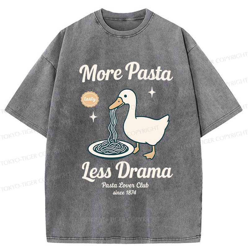 Tokyo-Tiger More Pasta Less Drama Washed T-Shirt