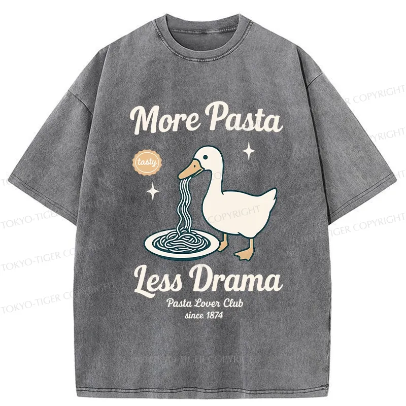 Tokyo-Tiger More Pasta Less Drama Washed T-Shirt
