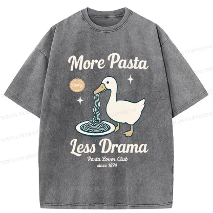 Tokyo-Tiger More Pasta Less Drama Washed T-Shirt