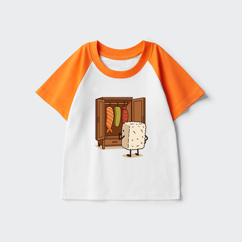 Tokyo-Tiger Sushi Pick Out Clothes Kids Raglan T-shirt