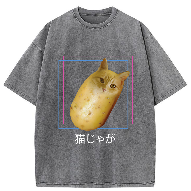 Tokyo-Tiger Potato Cat Japanese Washed T-Shirt