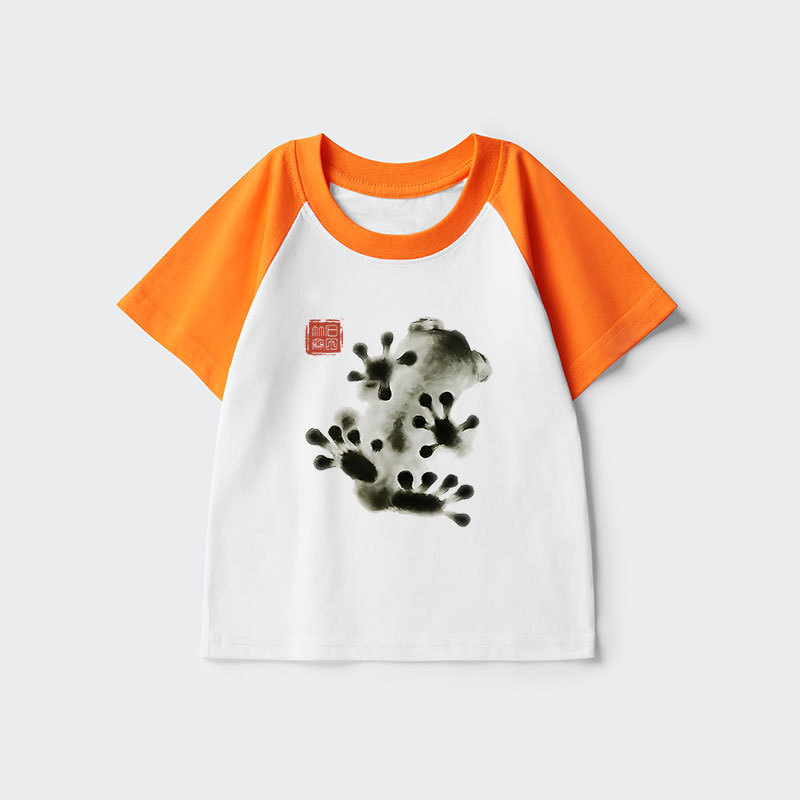 Tokyo-Tiger Ink Painting Frog Kids Raglan T-shirt