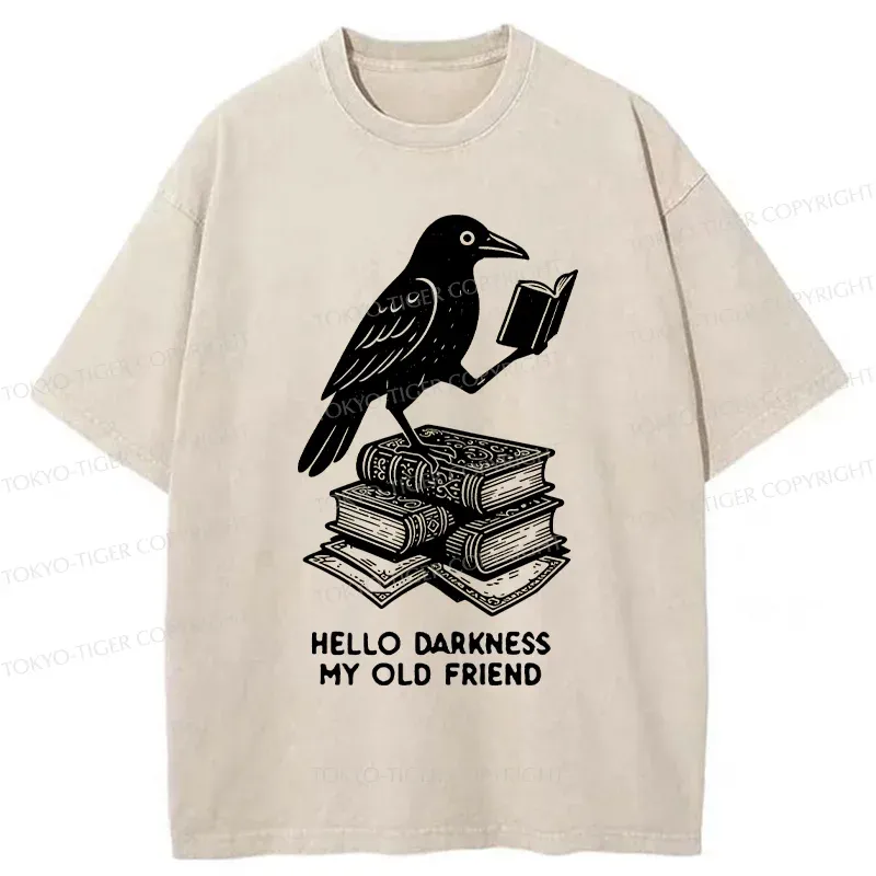 Tokyo-Tiger Crow Reading Washed T-Shirt