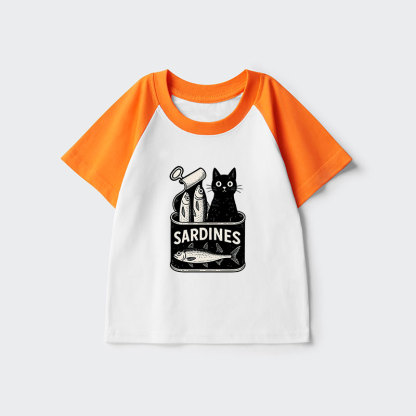 Tokyo-Tiger Cat And Canned Fish Kids Raglan T-shirt