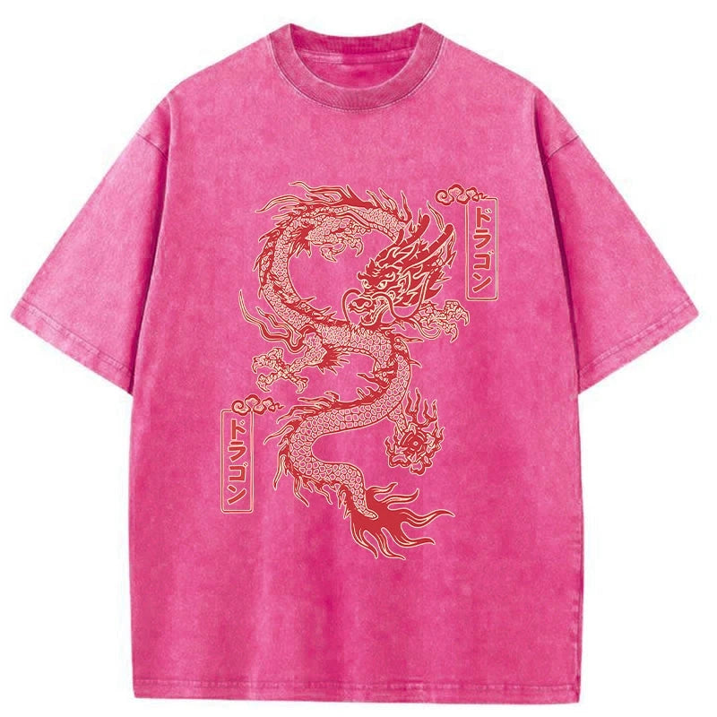 Tokyo-Tiger Dragon With Ball Totem Washed T-Shirt