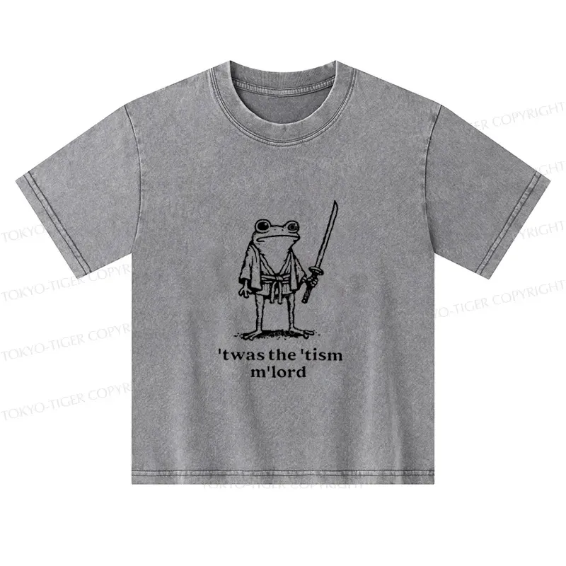Tokyo-Tiger Focused Samurai Frog Kids Washed T-Shirt