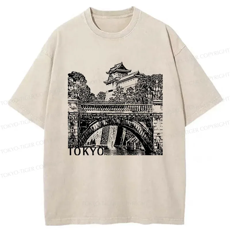 Tokyo-Tiger Nijubashi Bridge Washed T-Shirt