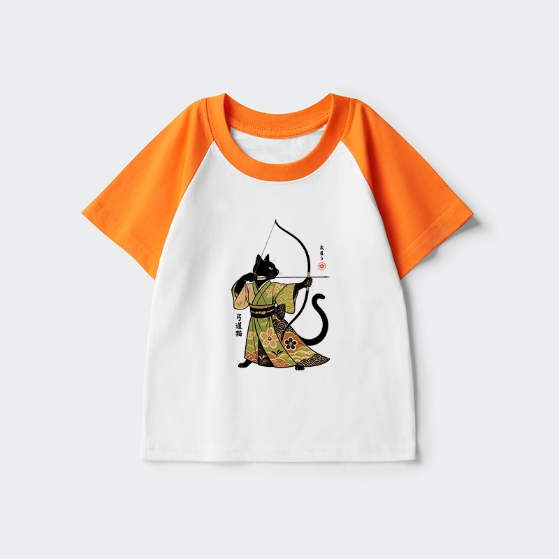 Tokyo-Tiger Japan Cat Archery Kids Raglan T-shirt