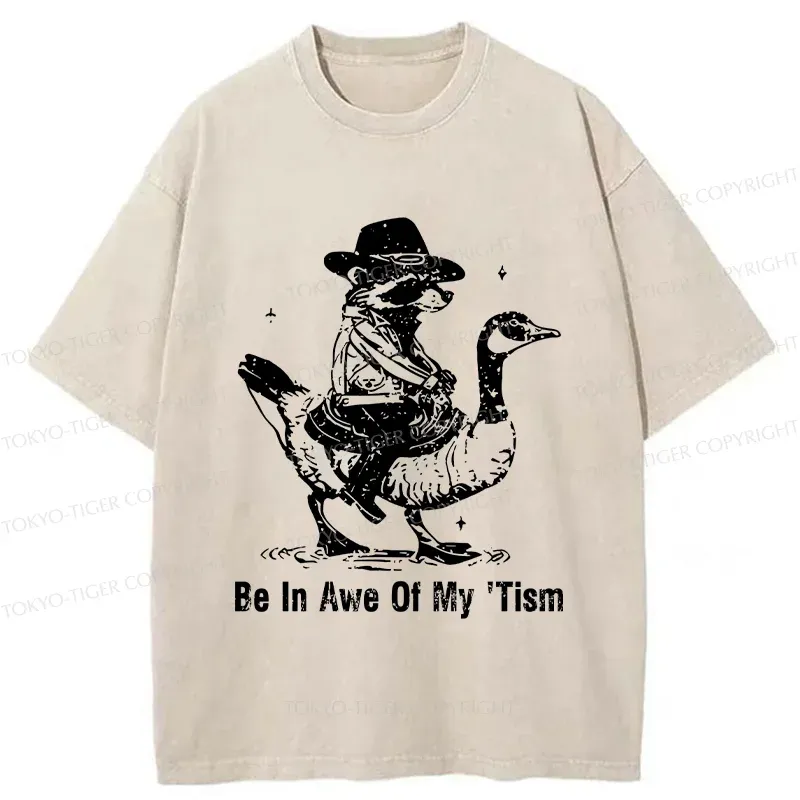 Tokyo-Tiger Raccoon Riding A Goose Washed T-Shirt