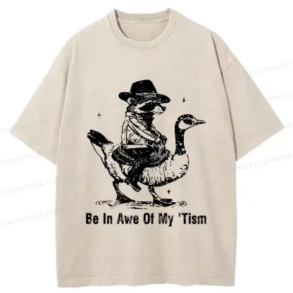 Tokyo-Tiger Raccoon Riding A Goose Washed T-Shirt