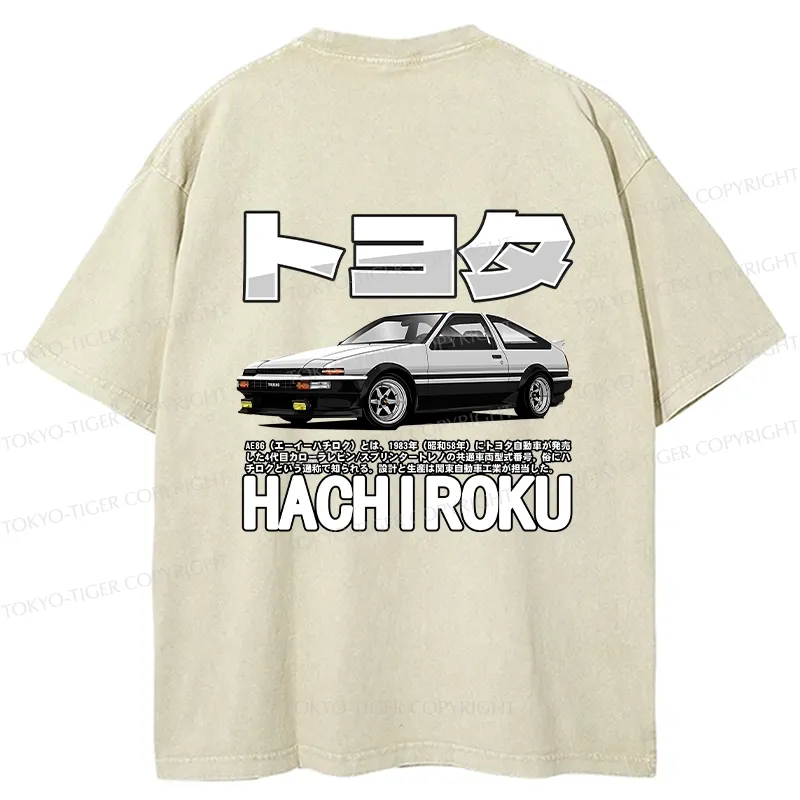 Tokyo-Tiger Japanese Classic Car Retro Back Washed T-Shirt