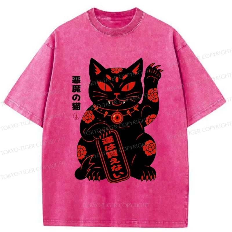 Tokyo-Tiger Devil Lucky Cat Washed T-Shirt