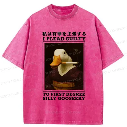 Tokyo-Tiger Silly Goose Smoking Funny Washed T-Shirt