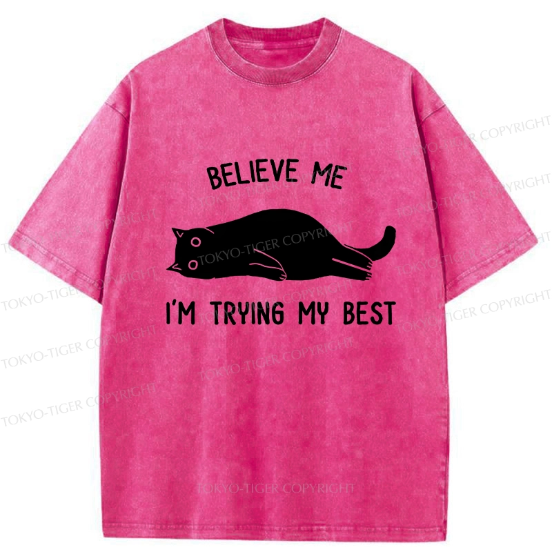 Tokyo-Tiger Believe Me I'm Trying My Best Washed T-Shirt