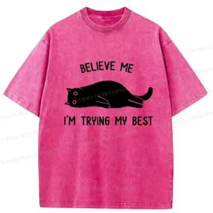 Tokyo-Tiger Believe Me I'm Trying My Best Washed T-Shirt