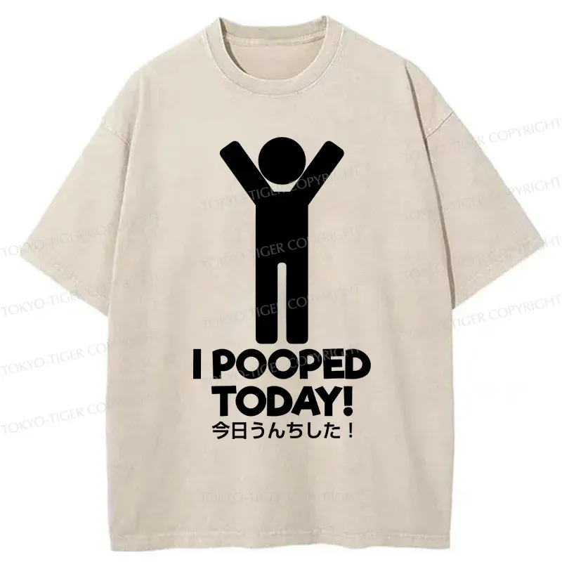 Tokyo-Tiger I Pooped Today Washed T-Shirt
