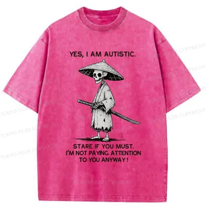 Tokyo-Tiger Samurai Skeleton Has Autistic Washed T-Shirt