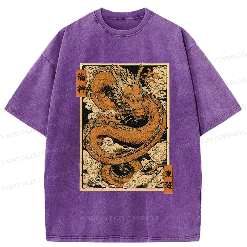 Tokyo-Tiger The Majestic Dragon God Washed T-Shirt