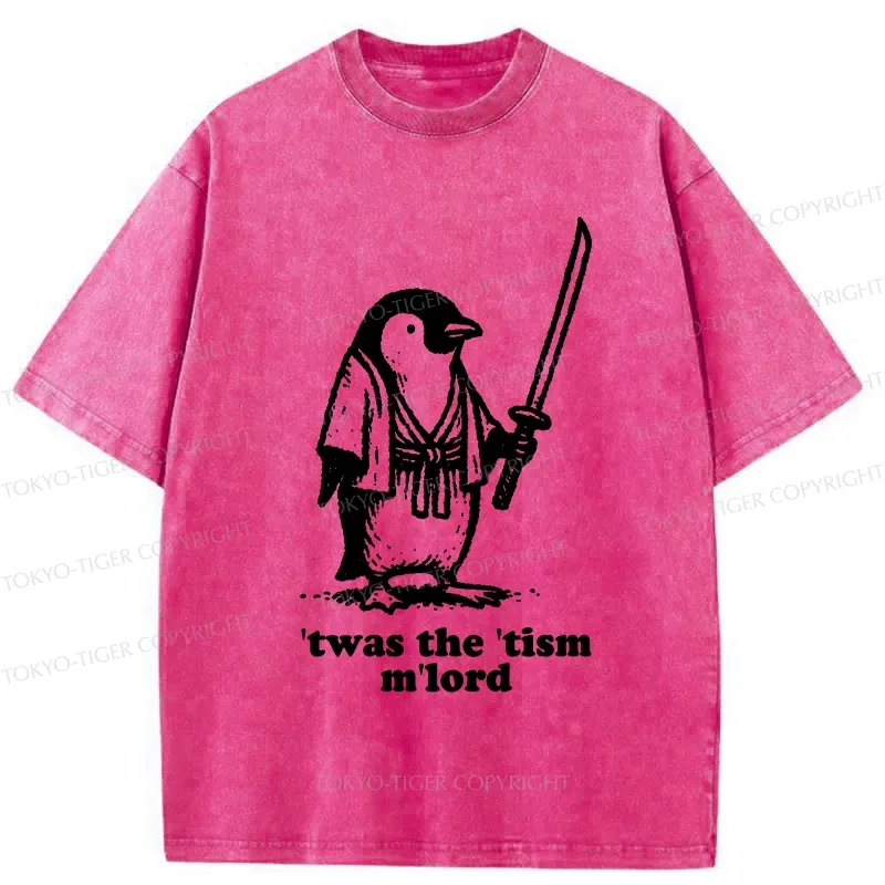Tokyo-Tiger Focused Penguin Samurai Washed T-Shirt