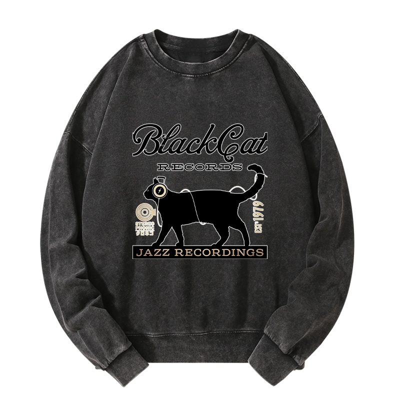 Tokyo-Tiger Black Cat Japan Washed Sweatshirt