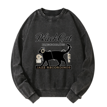 Tokyo-Tiger Black Cat Japan Washed Sweatshirt