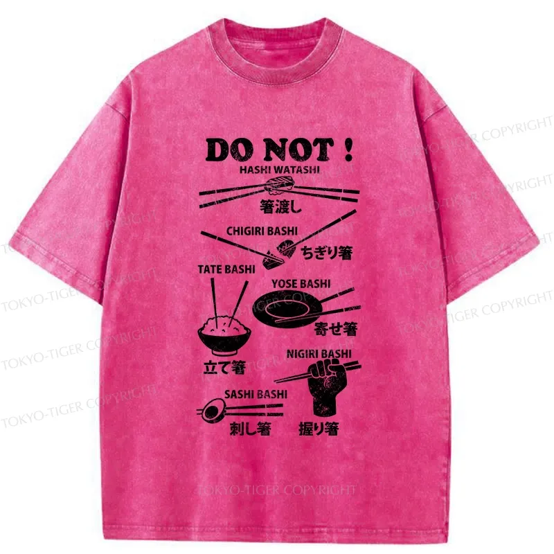 Tokyo-Tiger Chopstick Etiquette: What Not To Do Washed T-Shirt