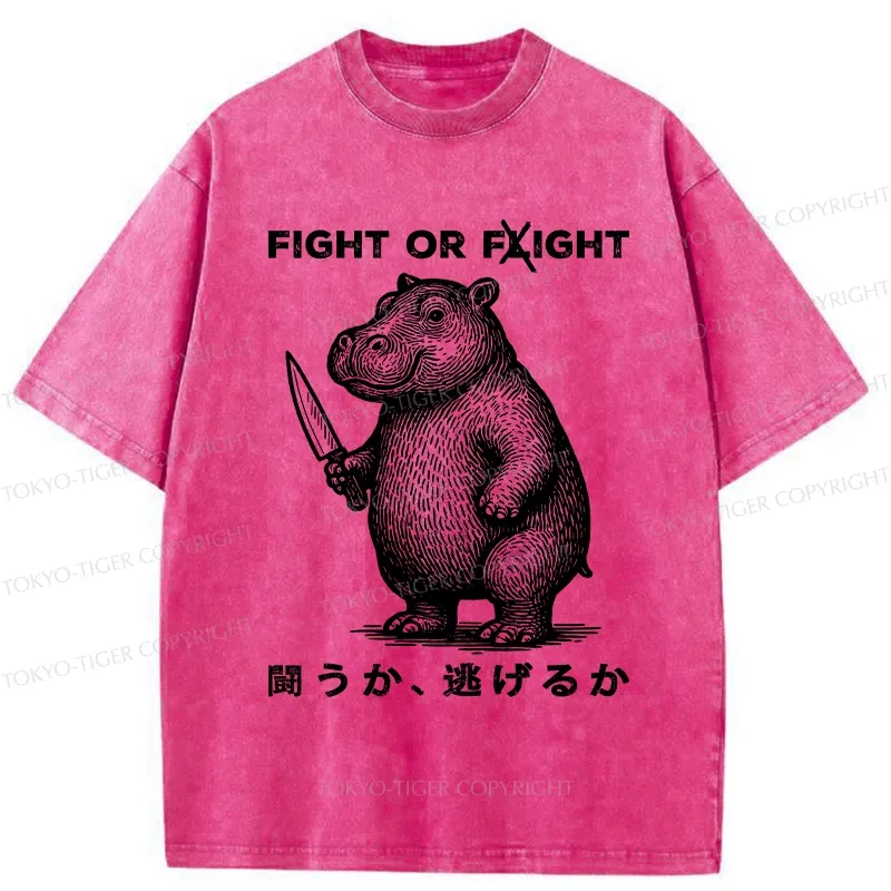 Tokyo-Tiger Fight Or Flight Moo Deng Washed T-Shirt