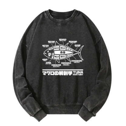 Tokyo-Tiger Tuna Dissection Map Japanese Washed Sweatshirt