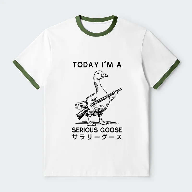 Tokyo-Tiger Serious Stupid Goose Contrast Trim T-Shirt