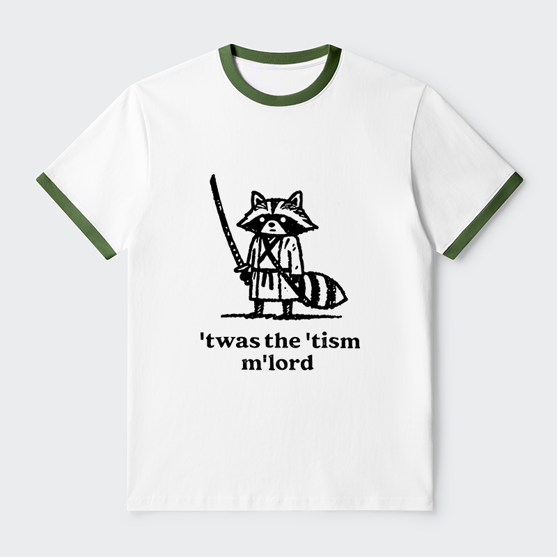 Tokyo-Tiger Focused Samurai Raccoon Contrast Trim T-Shirt