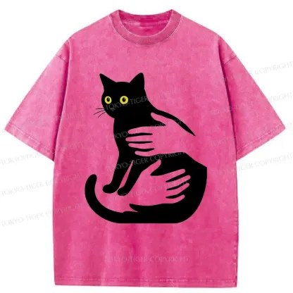 Tokyo-Tiger Hug A Black Cat Washed T-Shirt
