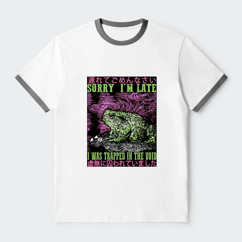 Tokyo-Tiger Frogs Trapped In The Void Contrast Trim T-Shirt