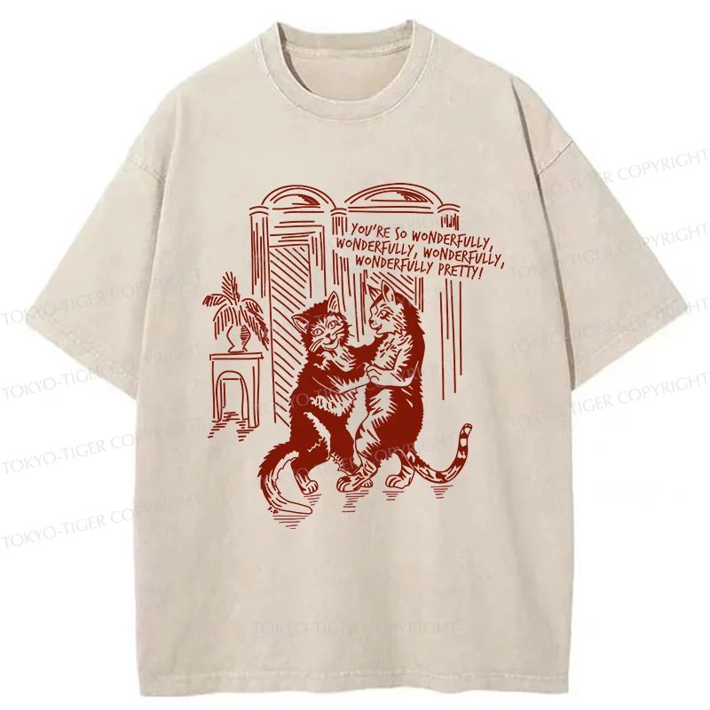 Tokyo-Tiger Dancing Cats Washed T-Shirt