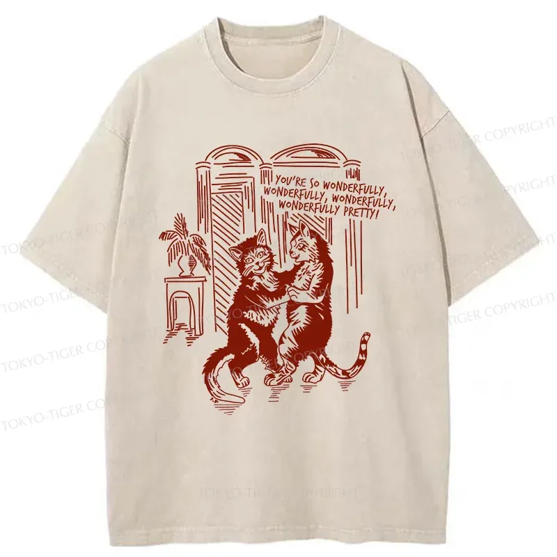 Tokyo-Tiger Dancing Cats Washed T-Shirt