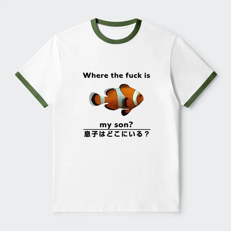 Tokyo-Tiger Fish Looking For Son Contrast Trim T-Shirt
