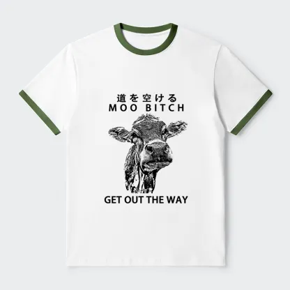 Tokyo-Tiger Funny Cow Contrast Trim T-Shirt