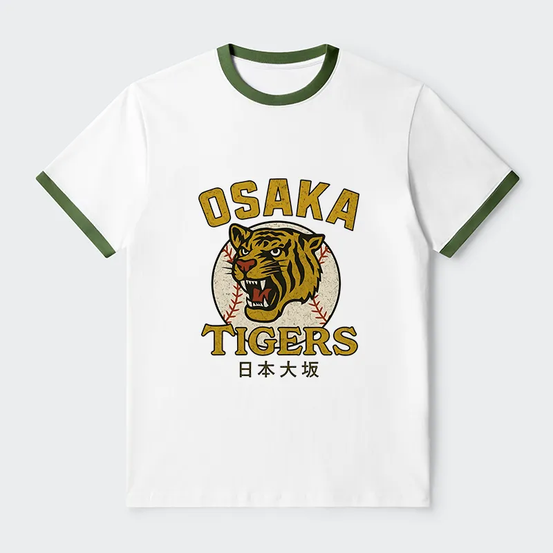 Tokyo-Tiger Funny Osaka Tigers Contrast Trim T-Shirt