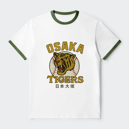 Tokyo-Tiger Funny Osaka Tigers Contrast Trim T-Shirt