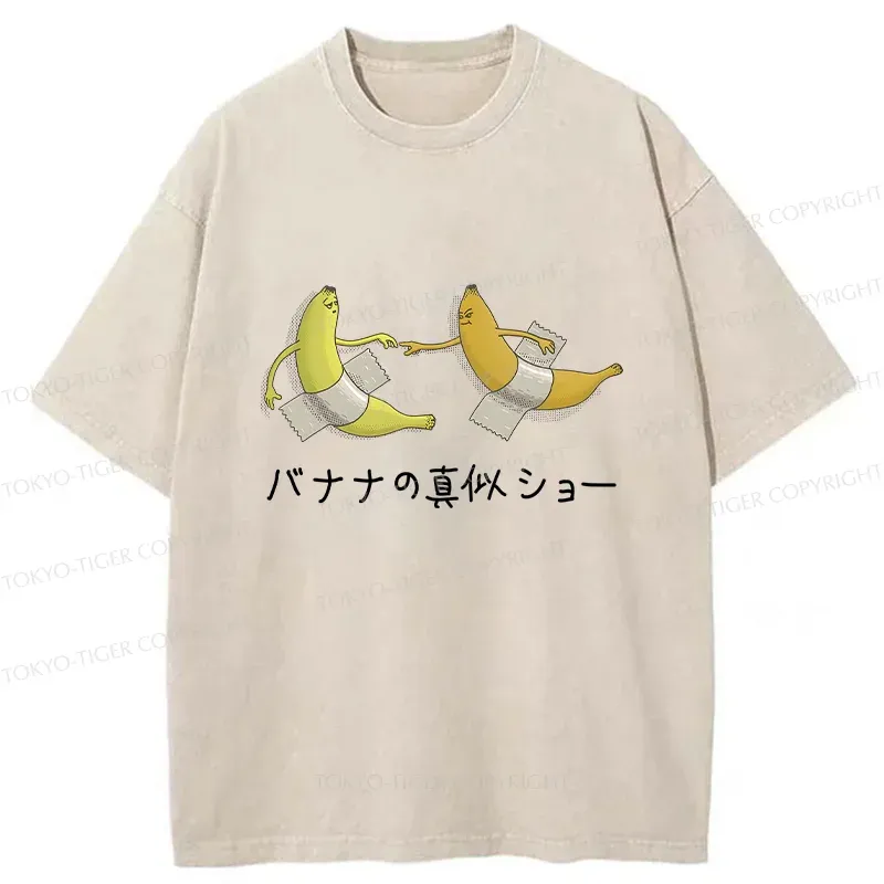 Tokyo-Tiger Banana Imitation Show Washed T-Shirt