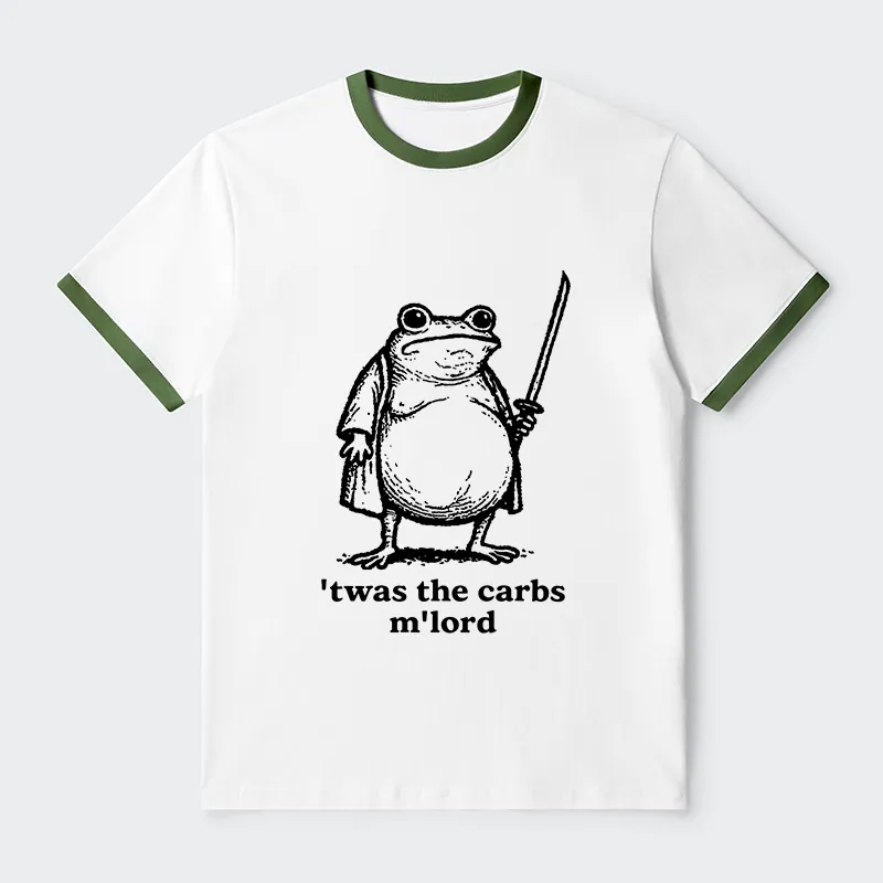 Tokyo-Tiger Funny Fat Samurai Frog Contrast Trim T-Shirt