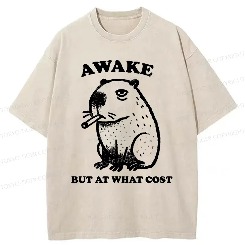 Tokyo-Tiger Smoking Capybara Washed T-Shirt