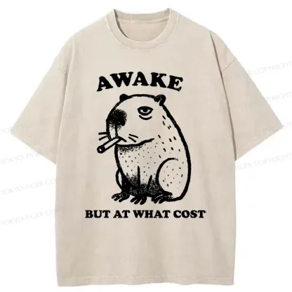 Tokyo-Tiger Smoking Capybara Washed T-Shirt