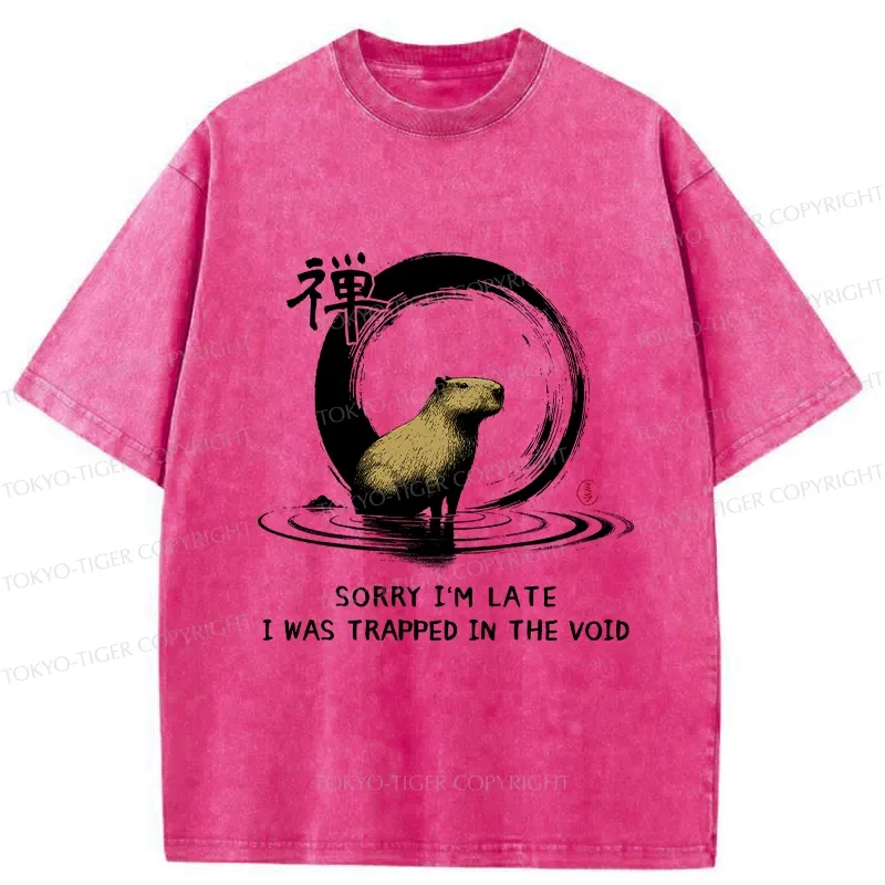 Tokyo-Tiger Zen Capybara Was Trapped In The Void Washed T-Shirt