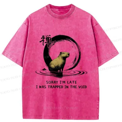 Tokyo-Tiger Zen Capybara Was Trapped In The Void Washed T-Shirt