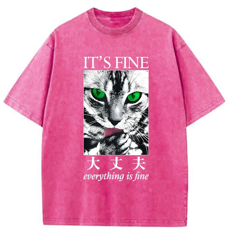 Tokyo-Tiger Cat Is Fine Washed T-Shirt