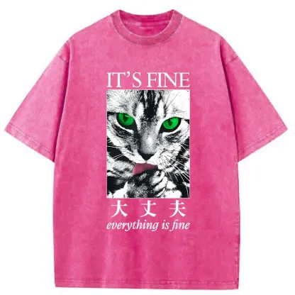 Tokyo-Tiger Cat Is Fine Washed T-Shirt