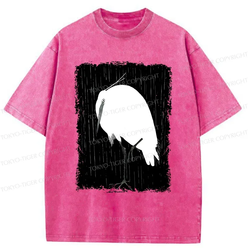 Tokyo-Tiger White Crane Washed T-Shirt