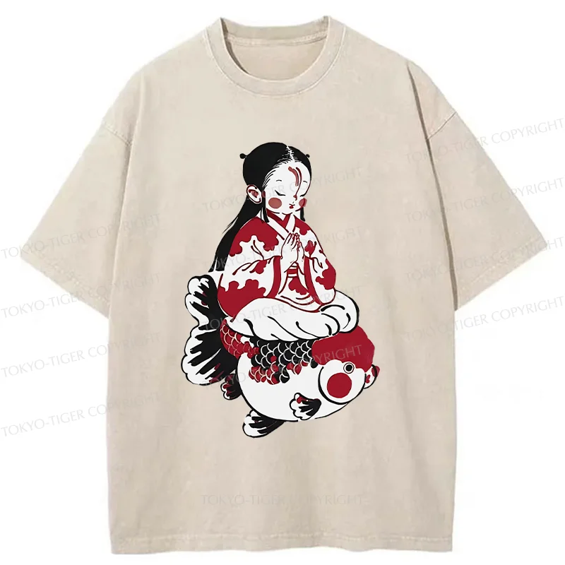 Tokyo-Tiger Retro Japanese Children Washed T-Shirt
