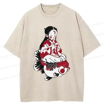 Tokyo-Tiger Retro Japanese Children Washed T-Shirt