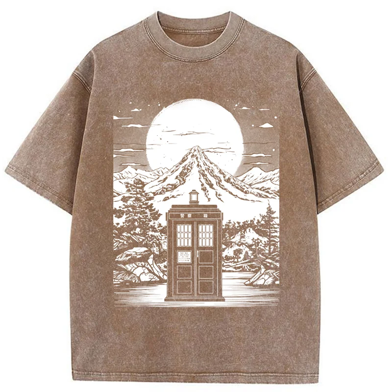 Tokyo-Tiger Japanese Mysterious Tardis Washed T-Shirt